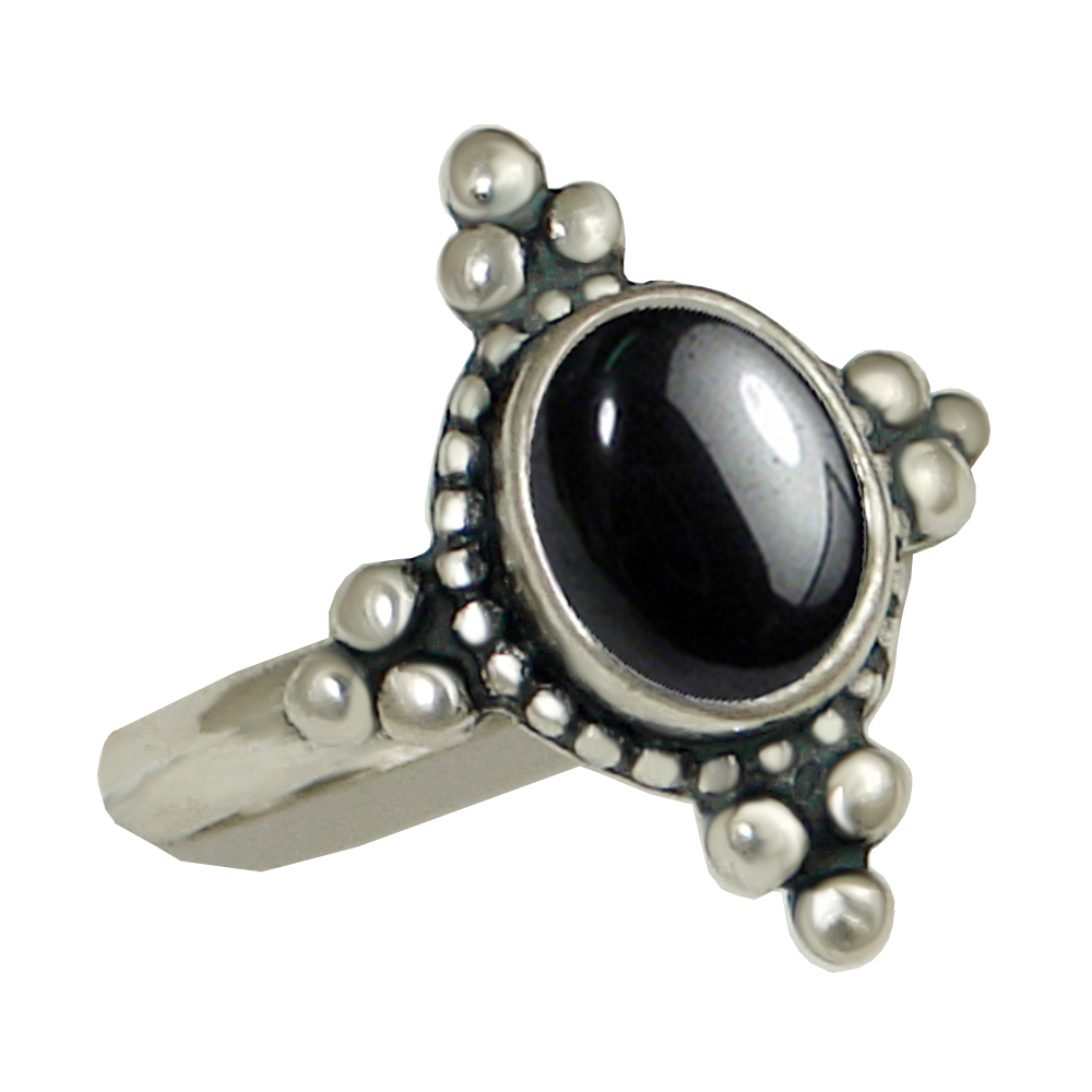 Sterling Silver Gemstone Ring With Hematite Size 9